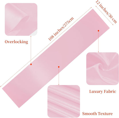 Q&J Fabric Co 2 Packs Satin Table Runners, 12x108 Inches Long, Silk-Like Smooth Pink Satin Table Decor for Festive Christmas Thanksgiving Wedding Birthday Party Banquets Decorations