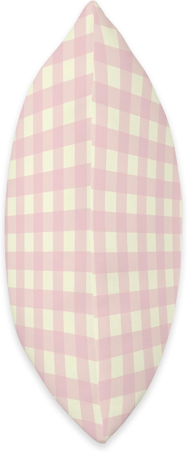 Cute Light Pink Yellow Gingham Check Plaid Checkered Pattern Throw Pillow