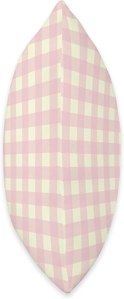 Cute Light Pink Yellow Gingham Check Plaid Checkered Pattern Throw Pillow