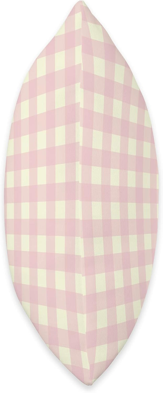 Cute Light Pink Yellow Gingham Check Plaid Checkered Pattern Throw Pillow