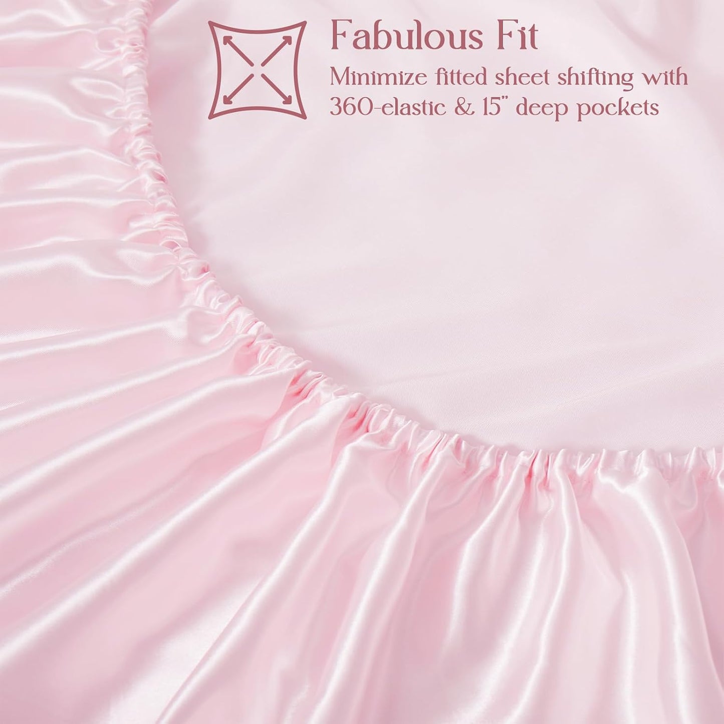 Homiest 3-Pieces Ruffle Pillow Case & Satin Fitted Sheet Set, Blush Pink Full Satin Sheets with 2 Ruffled Pillow Shams, 15 Inch Deep Pocket, Cute & Coquette Silk-Like Bed Set for Decorating Bedroom