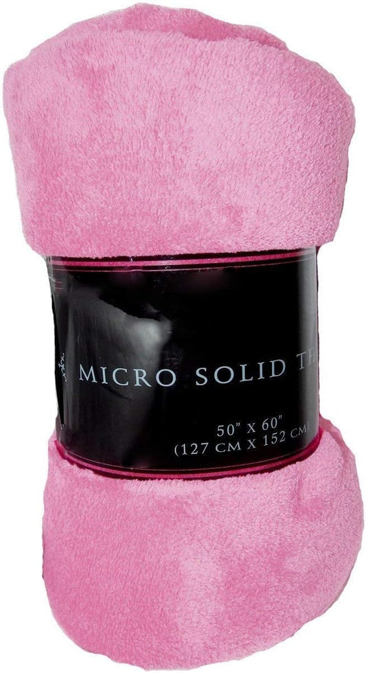 Decotex Warm & Cozy Super Soft Plush Solid Fleece Throw Blanket (50"x60", Light Pink)