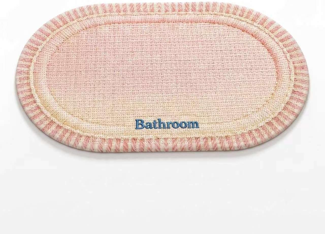 Diatomite Absorbent Bath Mat, Exclusive for Bathroom, Quick-Drying, Stain Resistant & Easy to Rinse Clean (Peach Pink, 24"×35" Deluxe)