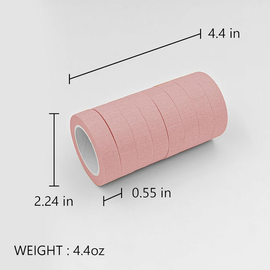 UMETDO 8PCS Colored Masking Tape - Pink Painters Tape, Tape for Kids Art Supplies, Great for Crafts, Labeling, DIY Decorative, 1/2 Inch Colored Tape Rolls- Tiny Size