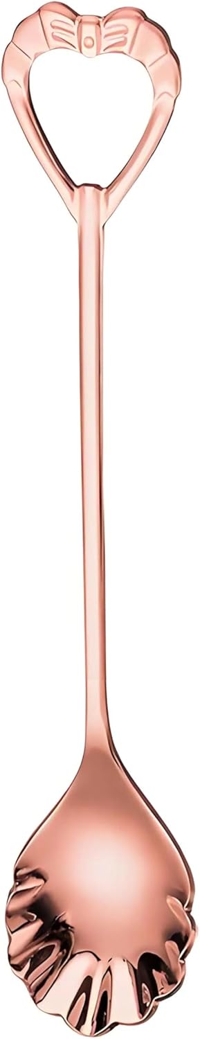 COMIART 304 Stainless Steel Shell-Shaped Coffee & Dessert Spoon & Fruit Fork - Wedding Favor Cutlery Set(Rose Gold,Spoon)