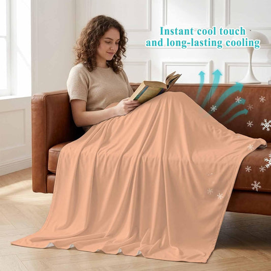 50"x60" Standard Throw Cooling Blanket Peach Fuzz Pink Ice Silk Lightweight Breathable Soft Summer Blanket for Hot Sleepers Couch Bed Sofa Camping Solid Color