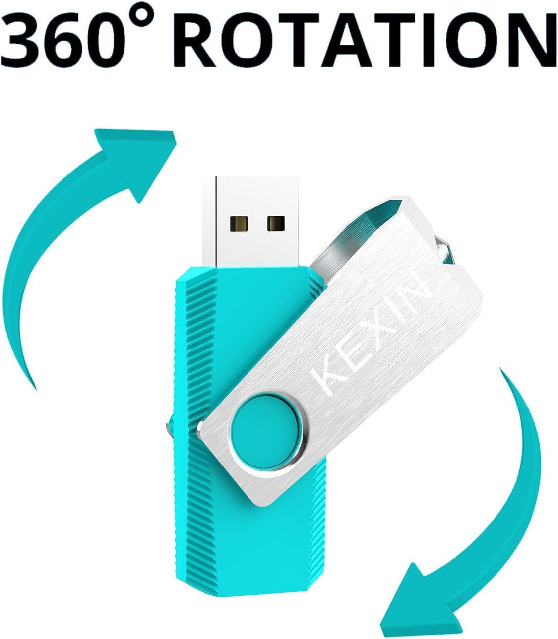 KEXIN Flash Drive 64GB 3 Pack 64 GB Thumb Drive Swivel Pen Drive Data Storage USB Stick with LED Indicator 64G Pink Yellow Cyan