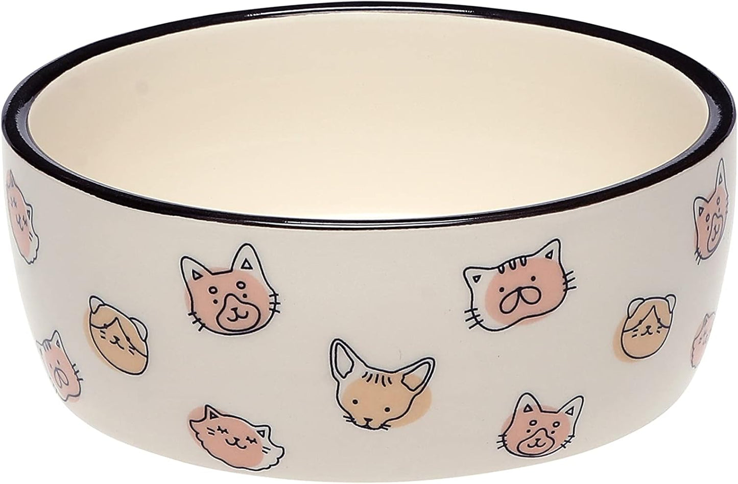 Pearhead Ceramic Cat Bowl, Holds 12 oz, Whisker-Friendly Pet Dish for Food and Water, Cute Cat Face Design