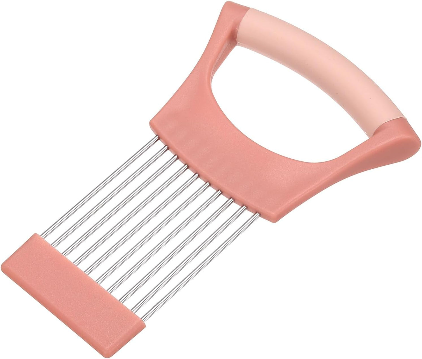 uxcell Onion Slicer Holder, Stainless Steel Vegetable Cutting Holder Food Cutter Tool for Slicing Storing Onions Tomatoes Potatoes Avocados Apples, Pink