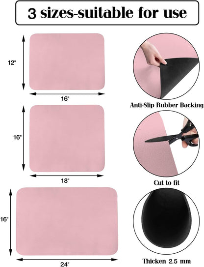 Pink Dish Drying Mat for Kitchen Counter, Modern Solid Pink Ultra Absorbent Coffee Mat/Dish Drainer, Romantic Pink Quick Drying & Non-Slip Rubber Backed Drying Mat Rack Pad, 12" W x 16" L