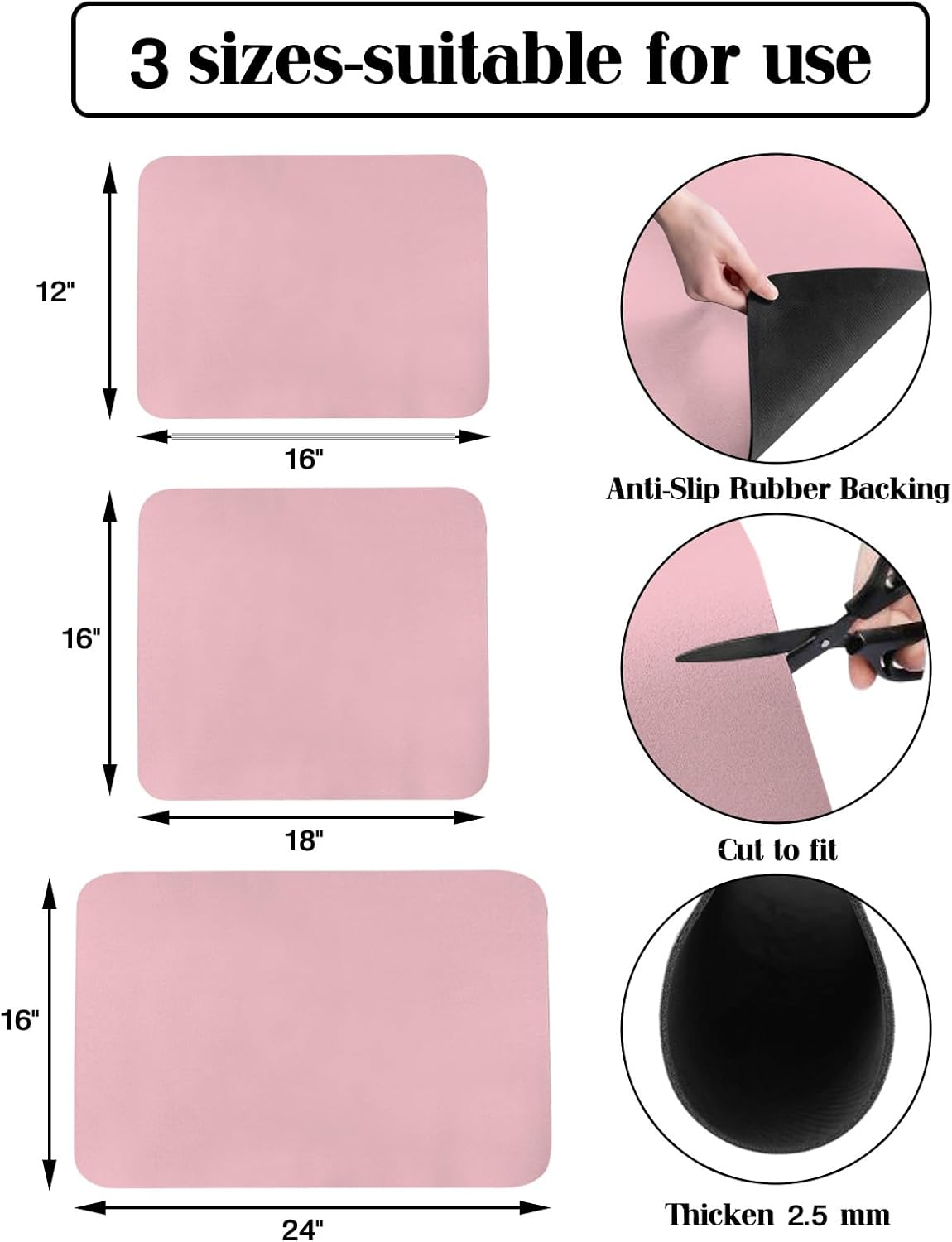 Pink Dish Drying Mat for Kitchen Counter, Modern Solid Pink Ultra Absorbent Coffee Mat/Dish Drainer, Romantic Pink Quick Drying & Non-Slip Rubber Backed Drying Mat Rack Pad, 16" W x 18" L