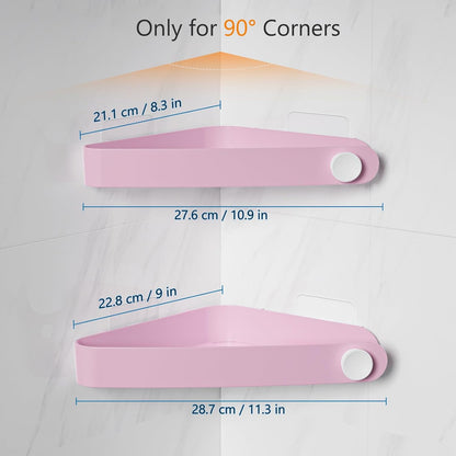 Sotfamily Plastic Shower Caddy Corner (for 90° Only), 4 Pack Adhesive Corner Shower Shelves for Bathroom Organizers and Storage, Pink