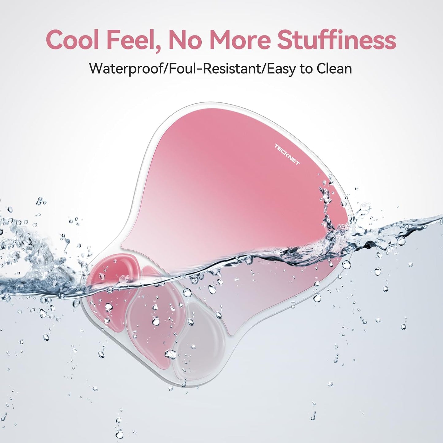 TECKNET Gel Ergonomic Mouse Pad, Mouse Pad with Wrist Rest with Gel Wrist Support for Relieve Wrist Pain Comfortably - Non-Slip Base & Waterproof Surface for Office, Gaming, and Study Comfort - Pink