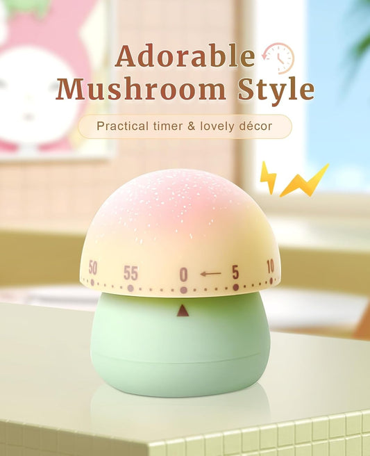 No Battery Mechanical Timer - Multifunctional Cooking Timer Baking Study Office Compact 92g Plastic Design (Green&Pink)