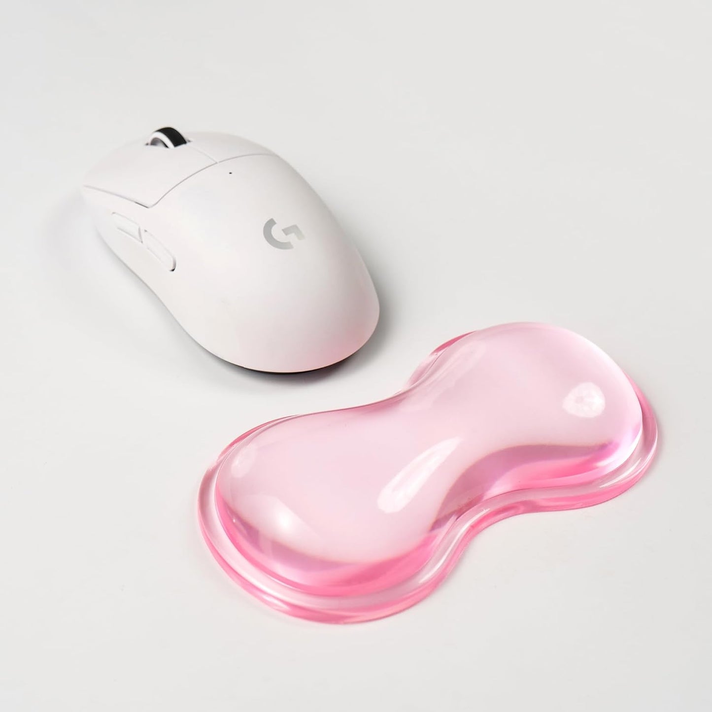 Ergonomic Silicone Gel Keyboard and Mouse Wrist Rest Set – Clear Wrist Rest for Keyboard 60%/68%/75%, Comfort & Support for Typing and Gaming (Light Pink)