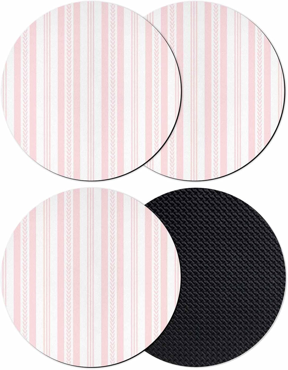 Pink Line Striped Coasters Set of 4 Absorbent Coasters for Drinks Coffee Table Decor Diatomaceous Earth Cup Coaster for Bar Desk Accessories Farmhouse Modern Geometric Stripes Gifts for Women 4Inch