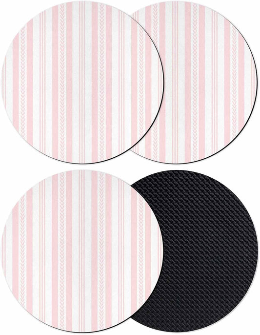 Pink Line Striped Coasters Set of 4 Absorbent Coasters for Drinks Coffee Table Decor Diatomaceous Earth Cup Coaster for Bar Desk Accessories Farmhouse Modern Geometric Stripes Gifts for Women 4Inch