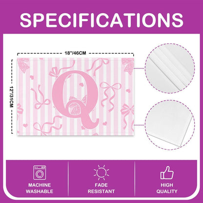 Feelyou Bow Placemats Set of 4 Pink White Bow Table Mats for Party Kitchen Dining Decoration Bowknot Place Mat for Table Holiday Decor Indoor Outdoor 18"x12" Non-Slip Easy to Clean Washable Kawaii