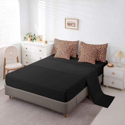 Erosebridal Girly Leopard Print Twin Size Bedding Set Animal Print 7 Pieces Comforter Set with Sheets Girl Women Golden Yellow Wildlife Cheetah Bed in a Bag Fashion Peach Pink Bed Sets