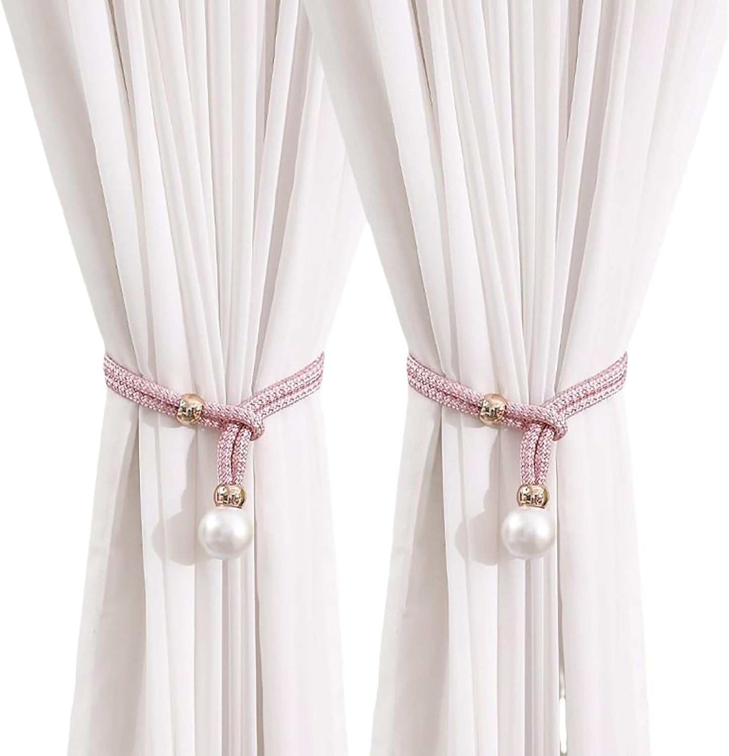 2 Pack Curtain Tiebacks Handmade Decorative Curtain Holdbacks Rope Outdoor Farmhouse Tie Backs for Curtains Curtain Holders for Drapes Home Office Hotel Decor (Pink)