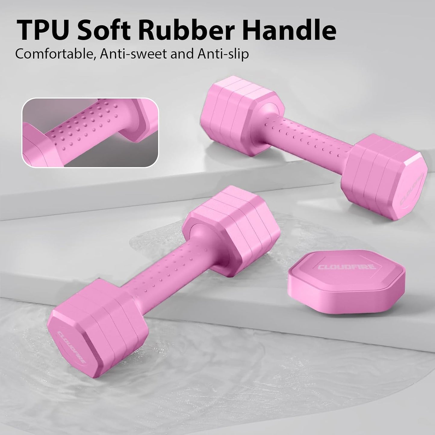 Adjustable Dumbbell Set of 2, 4 in 1 Free Weights Dumbbells Set, Hand Weights for Women at Home, 5 lb Dumbbells Set with Non-slip Comfort Handle for Home Gym Exercise Workout Training