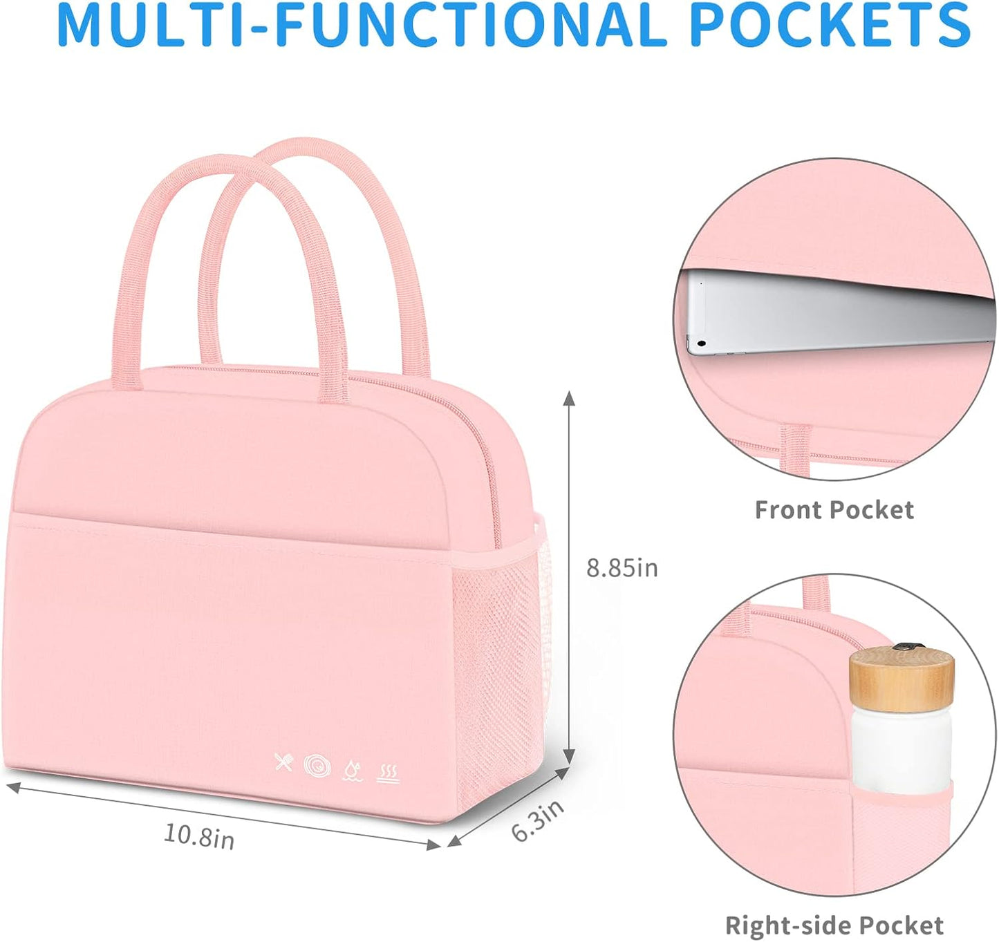 DALINDA Lunch Bag Lunch Box for Women Men, Insulated Lunch Bags Water-Resistant Cute Cooler Lunch Tote Bag, Reusable Large Capacity for Work Travel Picnic