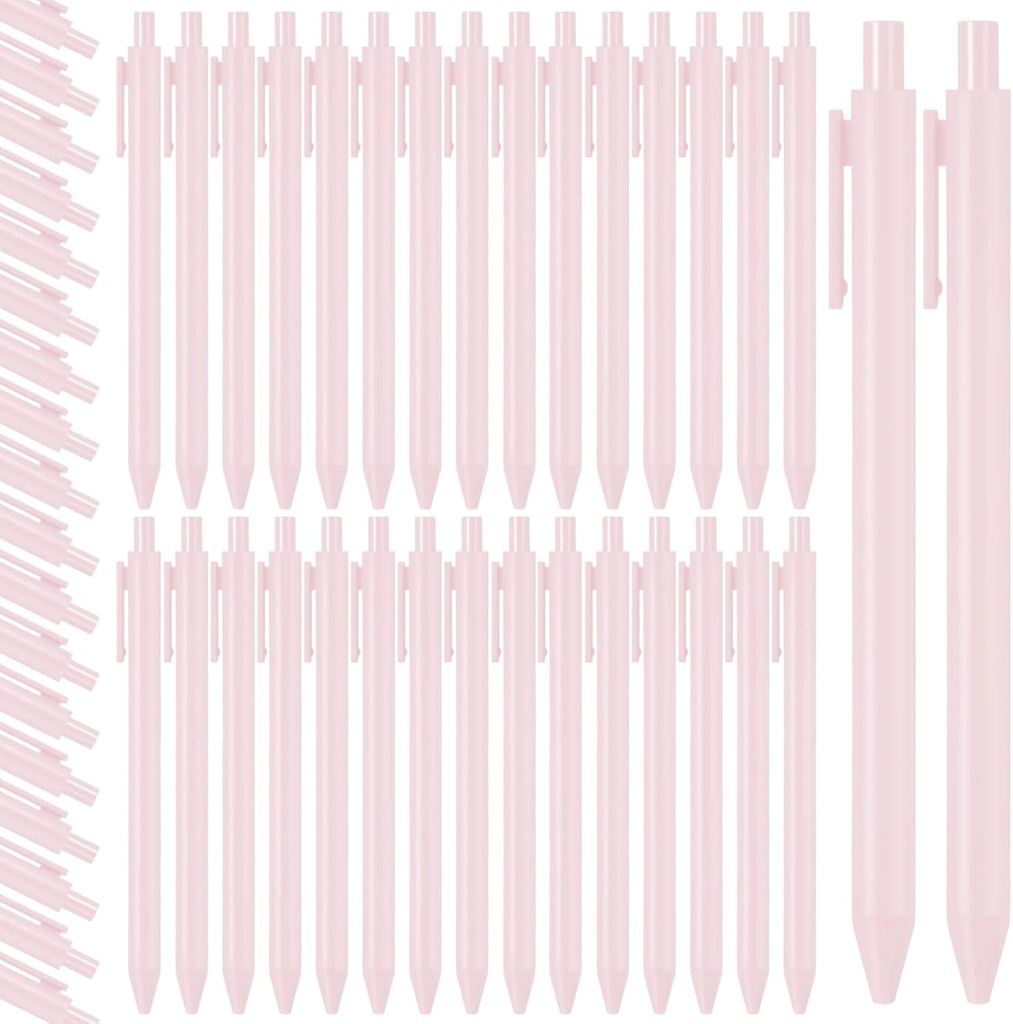 Fulmoon 50 Pcs Ballpoint Pens Bulk Retractable Comfortable Writing Pens Cute Christmas Supplies in Medium Point 1.0 mm for Teacher Office Home Baby Shower (Pale Pink,Black Ink)
