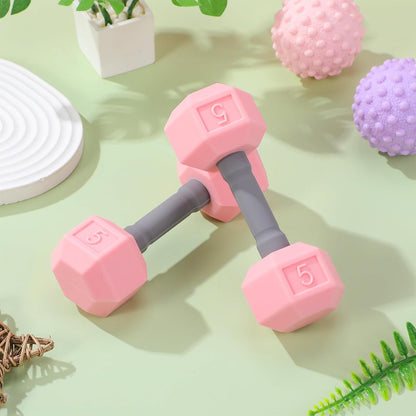 VOSAREA 2pcs Mini Silicone Dumbbells for Kids Toddler Hand Weights Set Children Home Gym Exercise Kindergarten Workout Toys Pink