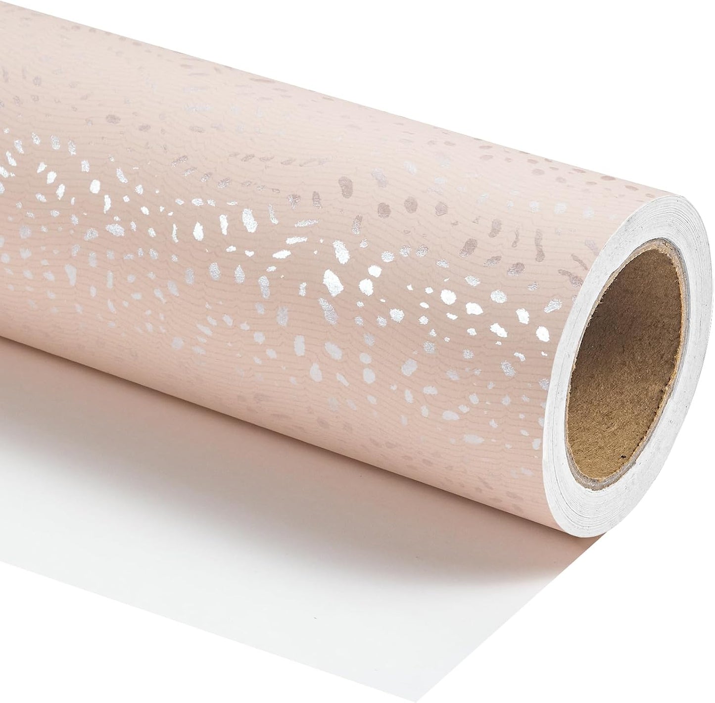 WRAPAHOLIC Pink Wrapping Paper Roll - Mini Roll - 17 Inch x 16.5 Feet - Pink with Silver Design Perfect for Birthday, Holiday, Wedding, Baby Shower