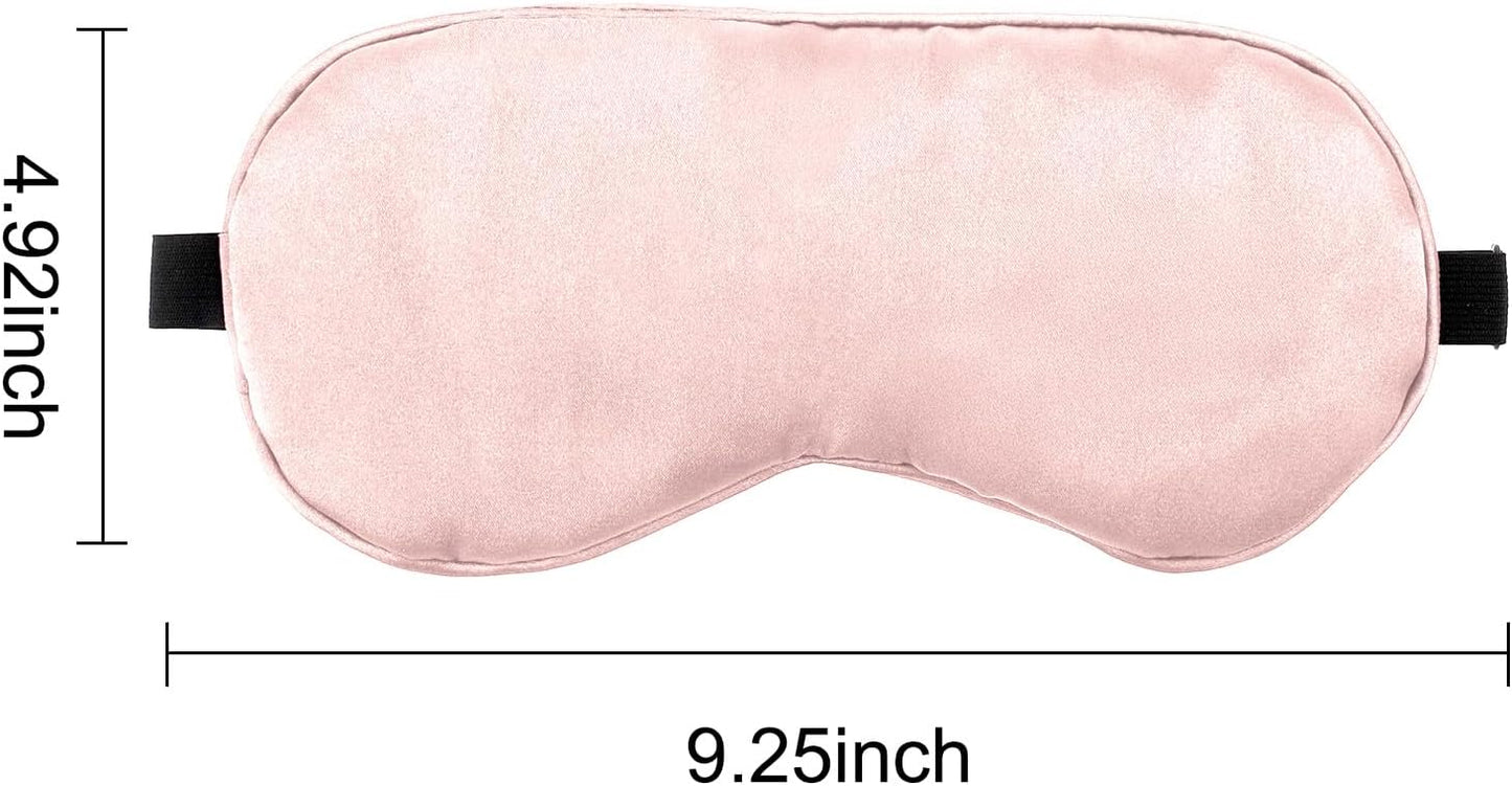 2 PCS Black Pink Satin Sleep Masks, Adjustable Silk Eye Mask for Sleeping, Eye Sleep Shade Cover, Blind Folds Soft Breathable Blindfold for Play Party Games Airplane Travel Essentials Cover Gifts