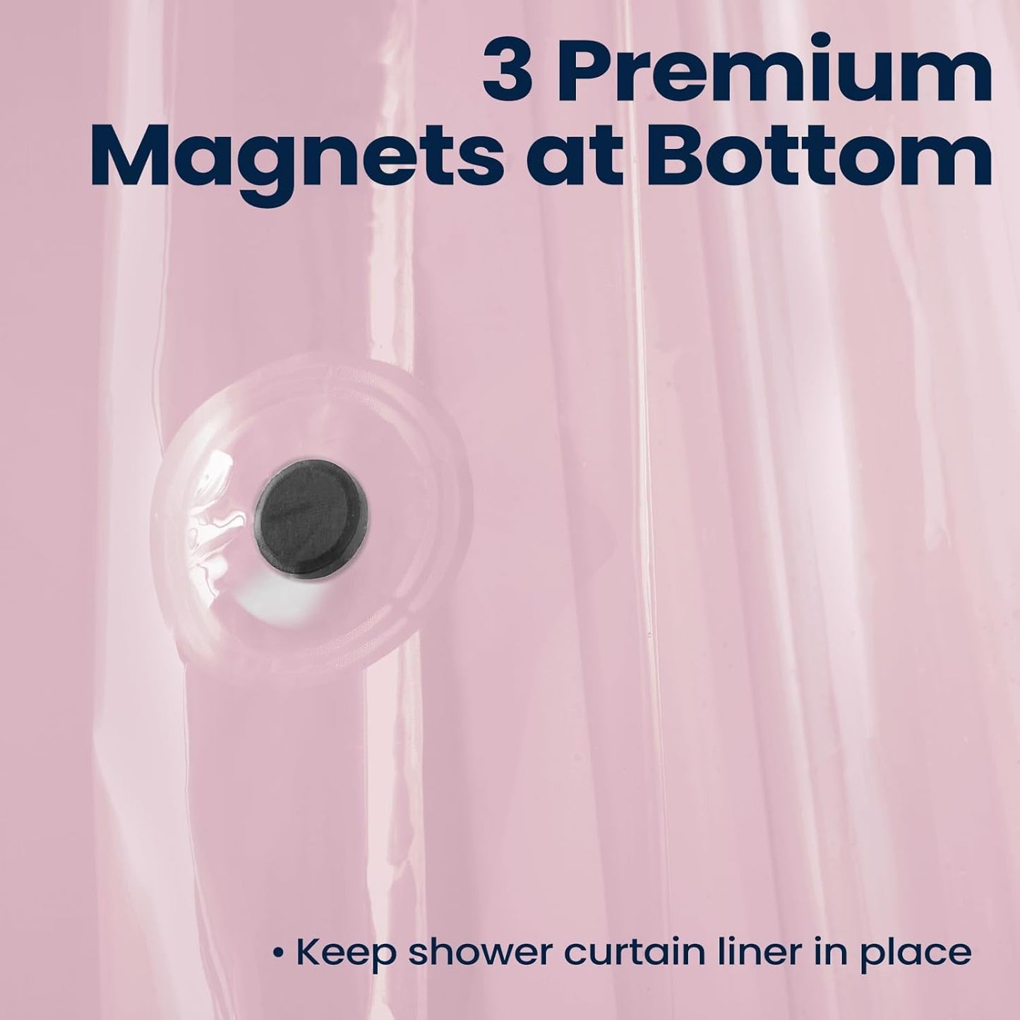 downluxe Shower Curtain Liner, PEVA Plastic Shower Liner with 3 Magnets, 72" x 72" Waterproof Bathroom Curtain, Pink, 1 Pack