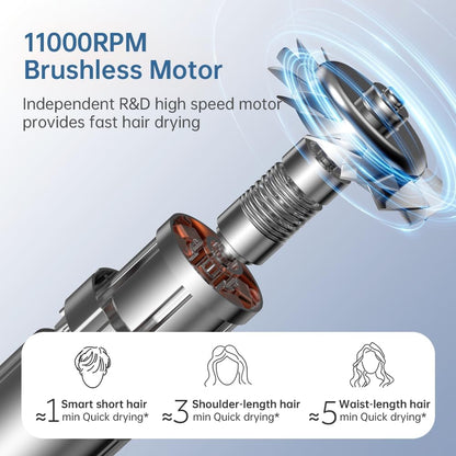 Hair Dryer,BOWEI Professional Ionic Quiet Blow Dryer with Magnetic Concentrator,110000 RPM Brushless Motor,Travel-Friendly Smart Temperature Control for Men Women Kids Pink