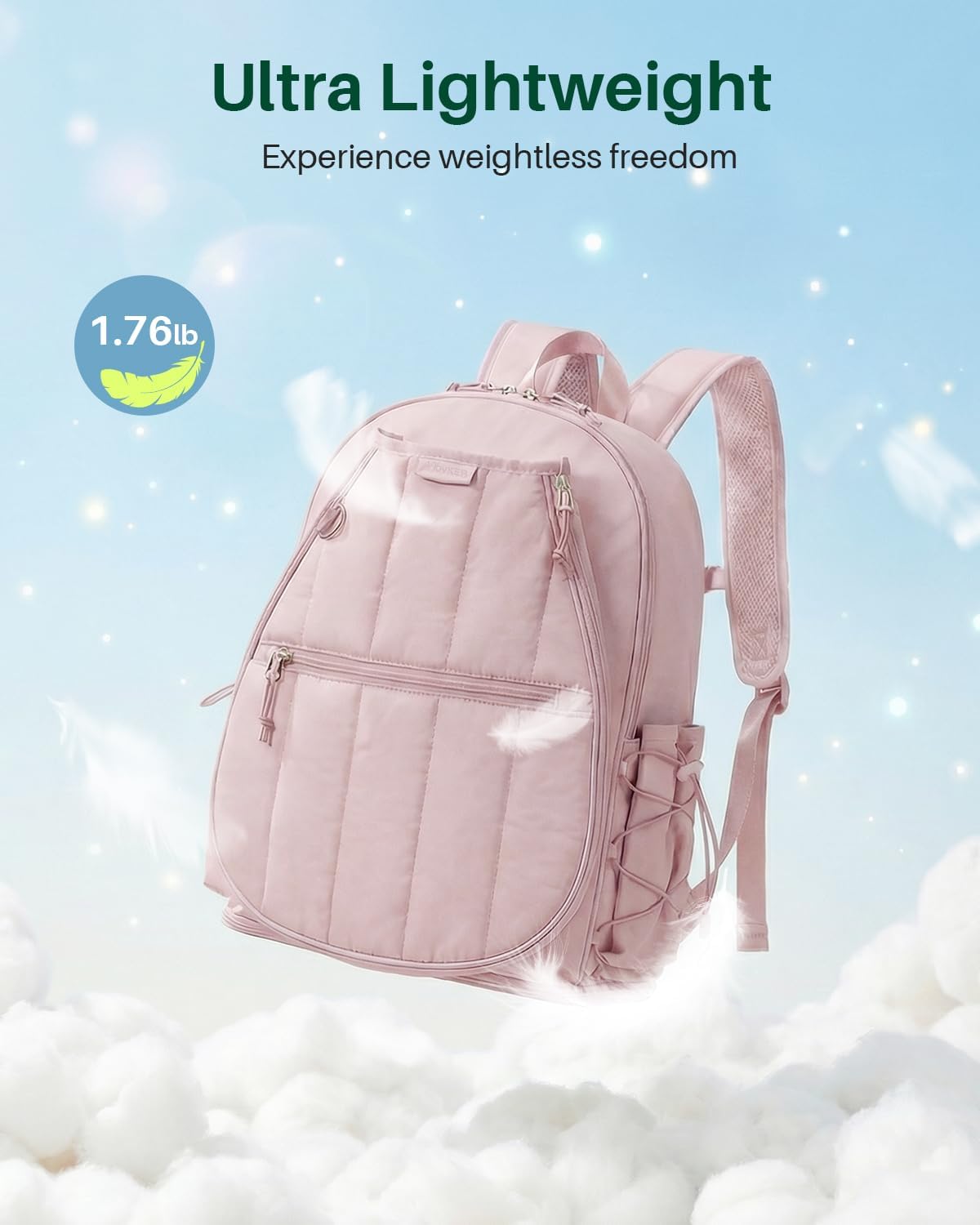 Quilted Tennis Gym Backpack for women Tennis Bag Holds 2 Rackets with Top Panel & Ventilated Shoe Compartment Sports Duffle Bags with Wet Pocket & Fence Hook