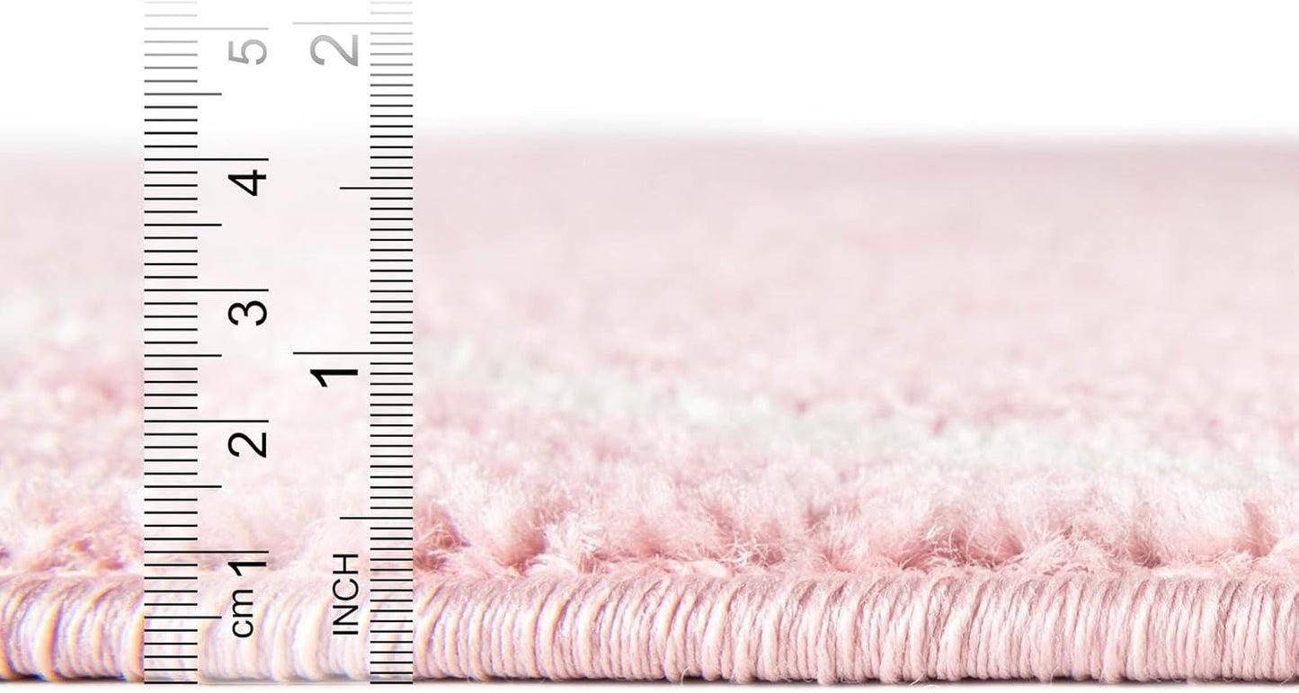 Rugs.com - Lattice Frieze Rug – 4' 1 x 6' 1 Oval Light Pink Easy-Clean Area Rug – Modern Trellis Pattern, Soft for Bedrooms and Nurseries