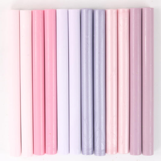 Sealing Wax Sticks, WASOHLING 12 Pcs Wax Seal Sticks for Wax Seal Stamp, 6 Colors Glue Blue Kit for 0.43'' Full Size Glue Gun (Pink Series)
