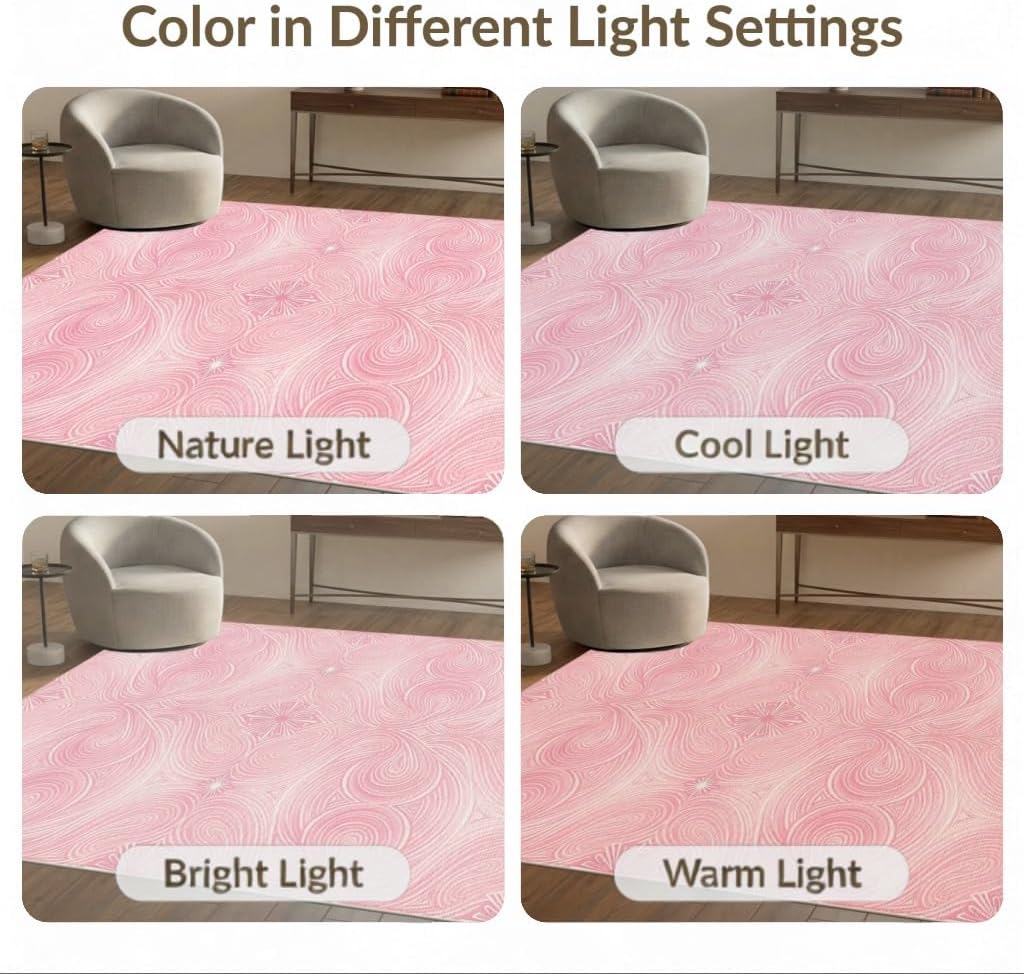 5'x7' Washable Abstract Abstract Area Rug, Pink Flatwoven Floor Covering for Dining Room, Under Table, Home Office, Non-Slip Chair-Friendly Carpet | Ref:2129631