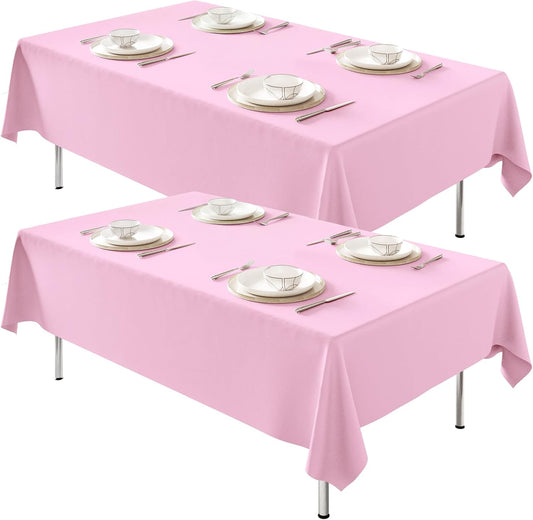 Fixwal 2 Pack Pink 60 x 102 Inch Rectangle Tablecloths, Reusable Heavy Duty Washable Polyester Table Covers for 6 Ft Tables, Baby Shower, Birthday, Wedding, Party, Outdoor