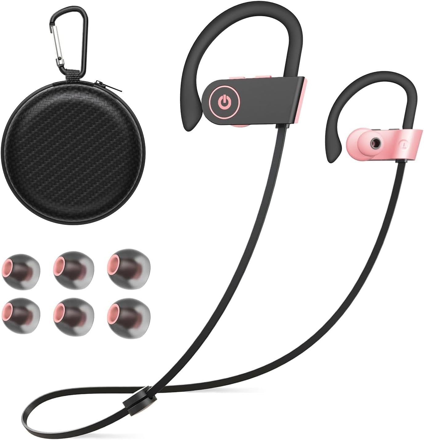 JOYWISE Bluetooth Headphones, Wireless Headphones 16H Playtime Wireless Earbuds with Mic Stereo in-Ear Earphones, IPX7 Waterproof Sports Ear Buds Sound Isolation Headsets for Running, Workout Pink