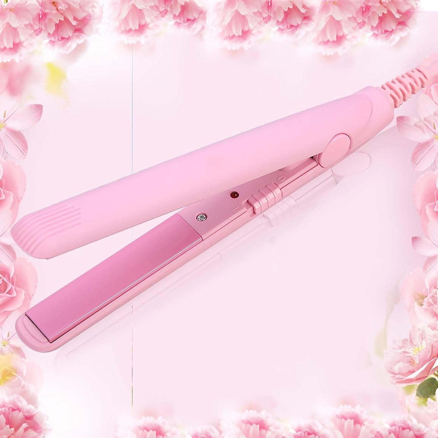 Mini Hair Straightener, 4 Colors 2 in 1 Mini Hair Straightener Ceramic Tourmaline Plate Beauty Flat Iron Heating Curler 190℃ Constant Temperature Hair Straightener (US Plug)