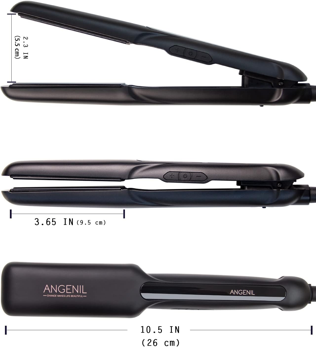 ANGENIL Ceramic Flat Iron Hair Straightener - 1.6inch Straightening and Curler 2 in 1,Professional Hair Iron Flat for Women Shinier&Smoother Hair,LCD Display,30s Fast Heating
