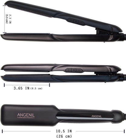 ANGENIL Ceramic Flat Iron Hair Straightener - 1.6inch Straightening and Curler 2 in 1,Professional Hair Iron Flat for Women Shinier&Smoother Hair,LCD Display,30s Fast Heating