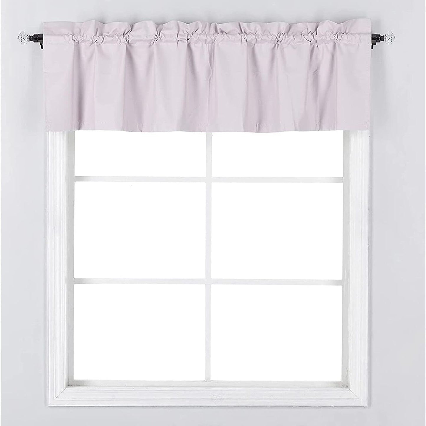Diamond Home Linens Thermal Insulated 100% Blackout Rod Pocket Top Window Curtain Valance (52" Wide x 18" Long, Light Pink)