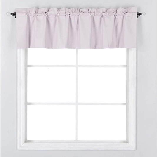 Diamond Home Linens Thermal Insulated 100% Blackout Rod Pocket Top Window Curtain Valance (52" Wide x 18" Long, Light Pink)