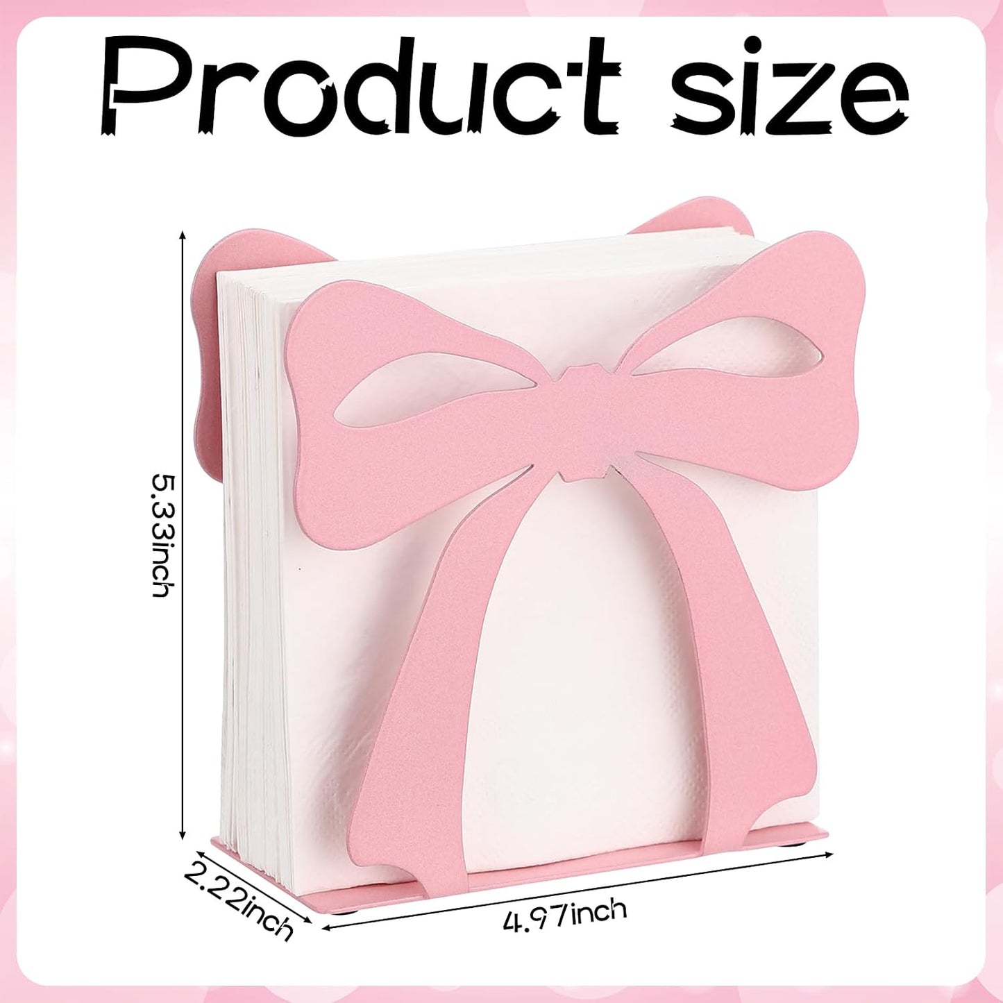 Novabright 2 Pcs Trendy Bow Paper Towel Holder for Tables Metal, Cute Bow Knot Kitchen Decoration Accessories Large Metal Towel Holder Stand for Coquette Wedding Home Party Bathroom Countertop(Pink)