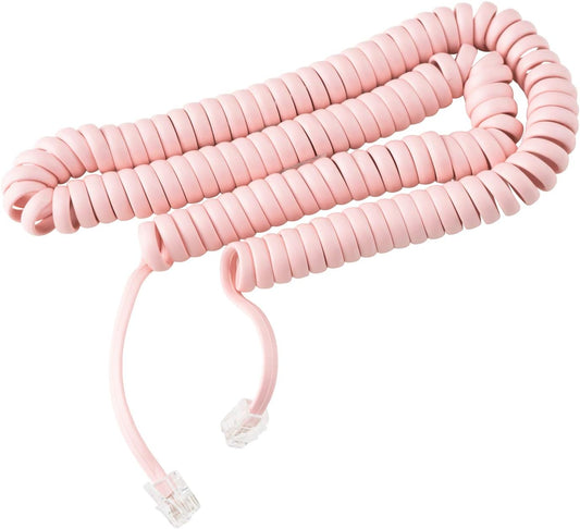 iSoHo Phones Cord for Landline Phone Tangle-Free, Handset Curly Telephones Land Line Cord Easy to Use + Excellent Sound Quality Telephone Cords for Home or Office (15ft Long) Color: Ladies Pink
