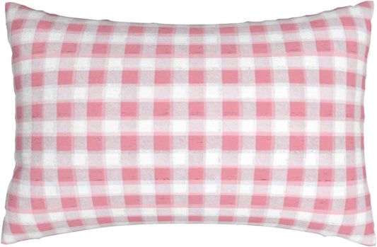 Pastel Pink Gingham (1) Print Plush Pillow Cover with Zipper, Decorative Cushion Cover for Bedroom Living Room (Insert Not Included)