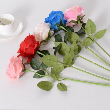 Artificial Silk Rose Stem, 16.8 inches, Single Long Stem Flower for Home Decor, Table Centerpiece Arrangement Valentine's Day Gift (Pink)