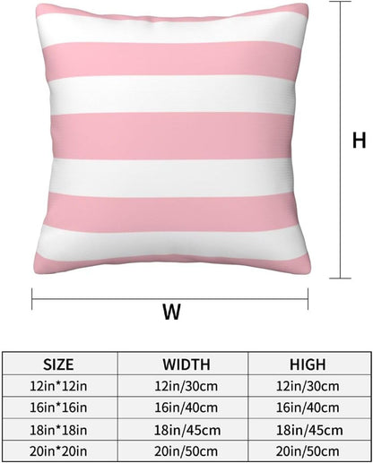 Pink and White Stripes Farmhouse Throw Pillow Covers 18x18 Inch Pillow Case Soft Cushion Pillow Covers Set of 2 for Sofa Bedroom Chair Living Room Home Decorative