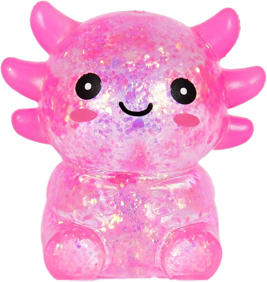 Sitting Axolotl Squishy Toy, Pink Soft Gel Stress Relief Fidget Toys for Kids Boys Girls Age 3+, Sensory Anxiety Relief Squeeze Toys, Not Easy to Fall Off, 2.76" x 2.36" x 1.77"( 1Pcs)