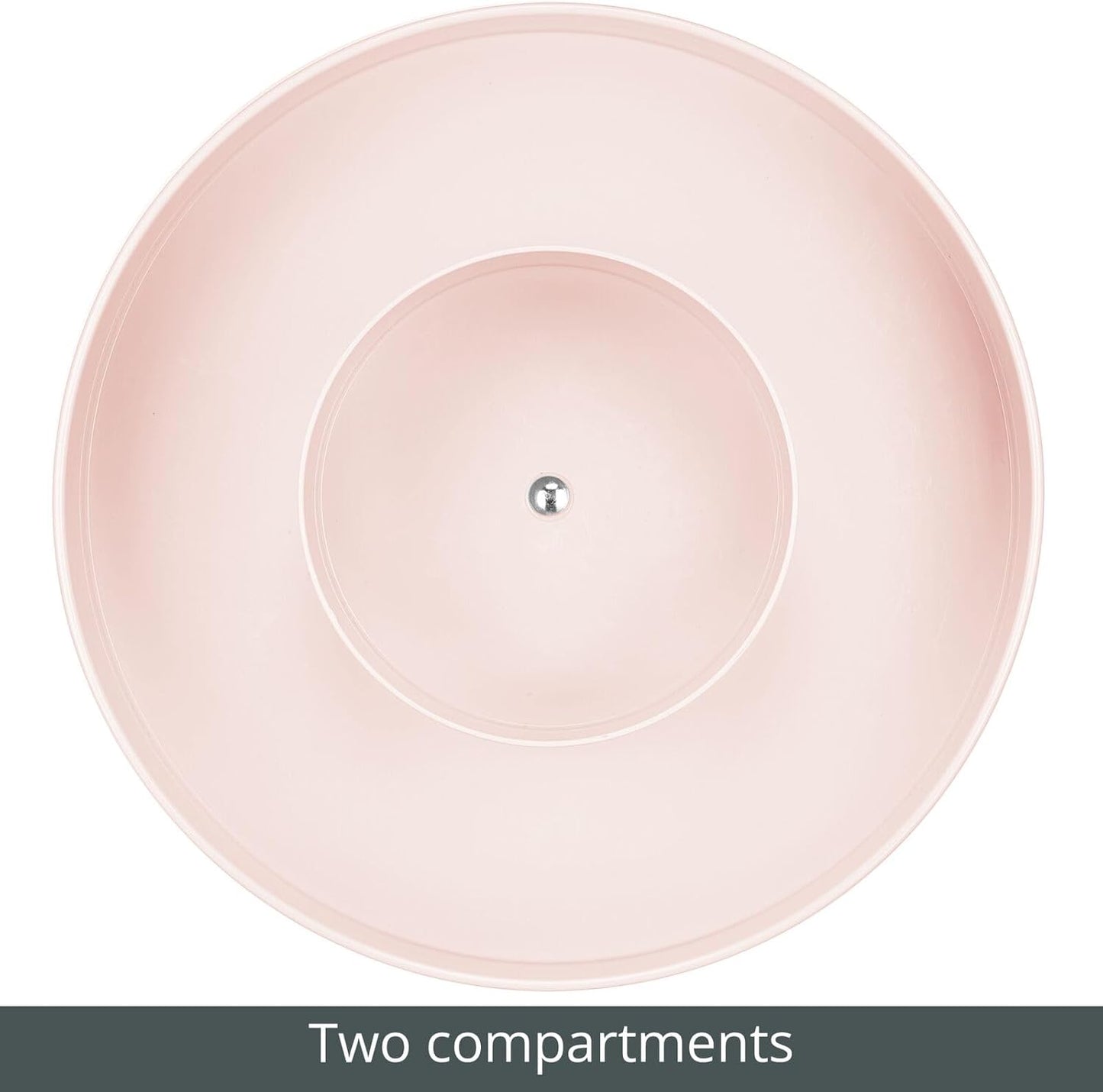 mDesign Plastic Lazy Susan Round Turntable Storage Tray - Rotating Organizer for Makeup, Cosmetics, Nail Polish, Vitamins, Shaving Kits, Hair Spray, Medical Supplies, First Aid - Light Pink/Blush